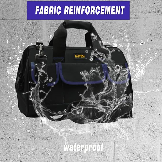 18 Inch Tool Bag, Waterproof Wide Mouth Tool Kit, Heavy Duty Tool Bag Organizer With Shoulder Straps, Tool Storage Package For Men/Women (18IN DarkBlue)
