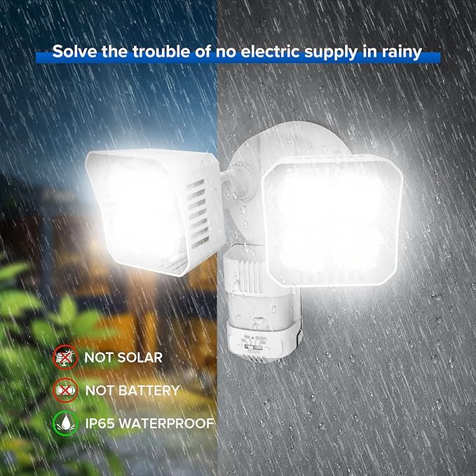 SANSI 7000LM Motion Sensor Outdoor Lights,Brightness LED Flood Lights Outdoor 54W 5000K 700W Equiv IP65 Dusk to Dawn Security Lights with 2 Adjustable Heads 8 Lights for Garage, Yard, Patio, White