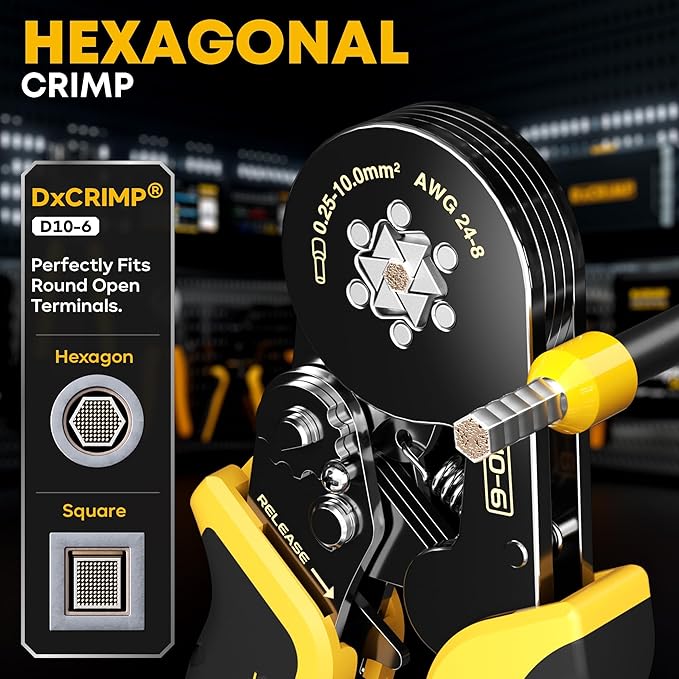 Ferrule Crimping Tool Kit with 24 Sizes Ferrules, Ratchet Pliers for AWG24-8, Hexagonal Wire Crimp Pliers for Professional Electricians and DIY, Durable and Easy to Use with Crimp Connectors