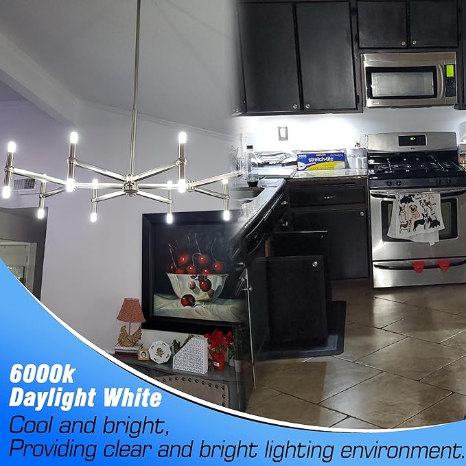 E17 Stovetop Microwave Light Bulbs 4 Watt Equivalent 40 Watt 6000K Daylight White 120V LED Intermediate Base Light Bulb for Pendant Chandelier Ceiling Fan Range Hood,Non-Dimmable,450lm,5 Pack