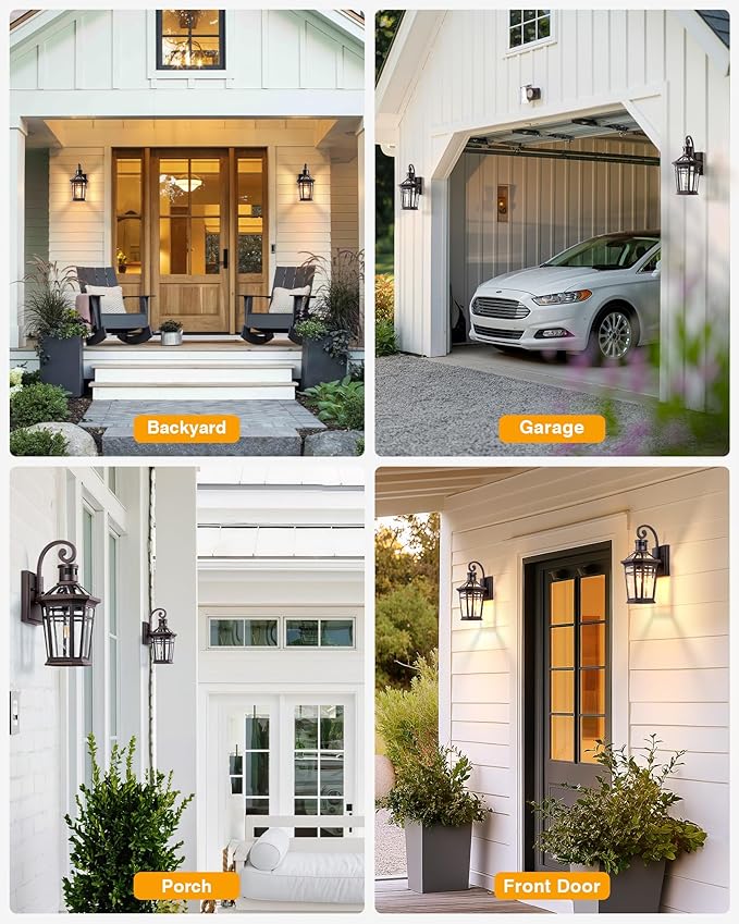 Motion Sensor Porch Lights Outdoor Wall Mount, Oil Rubbed Bronze Exterior Wall Sconce Lantern with E26 Socket, Waterproof Dusk to Dawn Outdoor Lighting Fixtures, Coach Lights for Garage, Patio