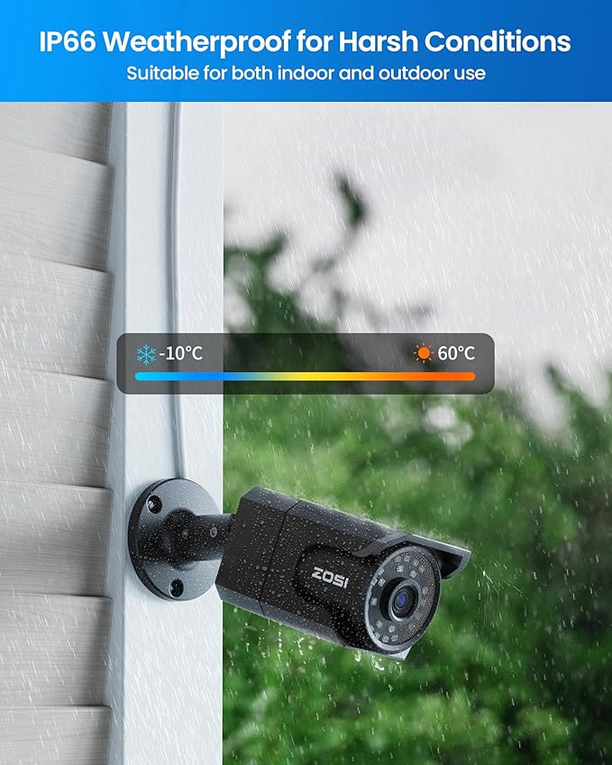 ZOSI 4K 8CH PoE Security Camera System (16CH Expandable), H.265+ 8CH NVR with 2TB HDD for 24/7 Record, 4 x 8MP PoE IP Cameras Outdoor Indoor, Human Detection, One-Way Audio, 100ft IR Night Vision