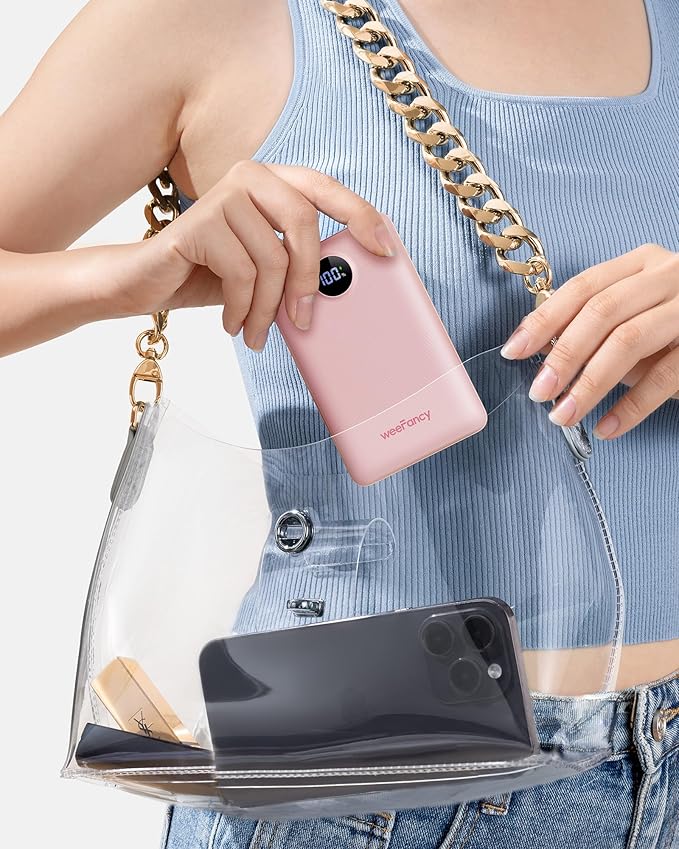 Mini Portable Charger with Built-in Cables 22.5W Fast Charging Power Bank USB-C Small Battery Pack 10000mAh Travel Essential Slim Battery for iPhone 16/15/14, Samsung 25/24, and More