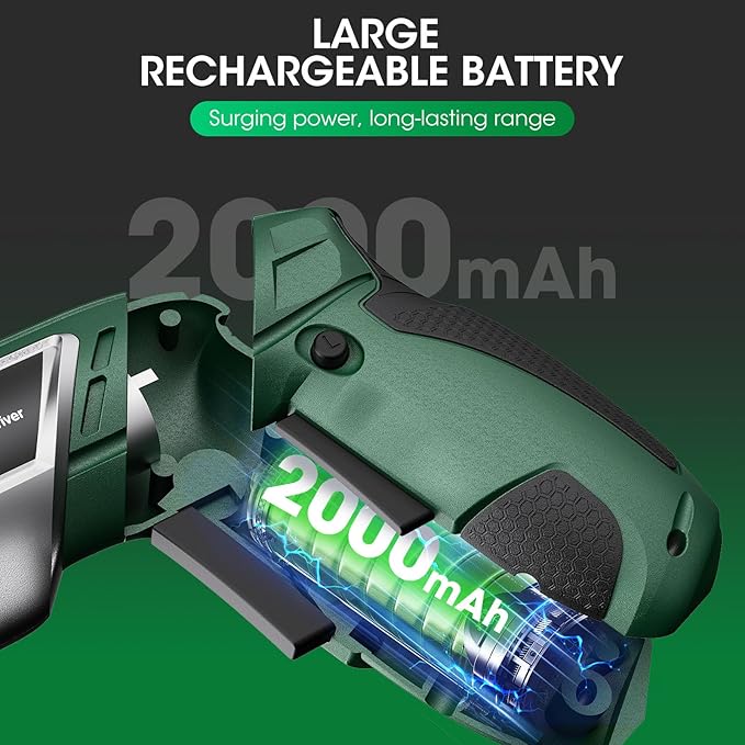 Electric Screwdriver Cordless Set, 3.6V Power Screwdriver Rechargeable with Light, Green Screw Gun with Pivoting Handle and Drill, 49 Pcs Accessories, 6+1 Torque Setting, 2000 mAh Battery