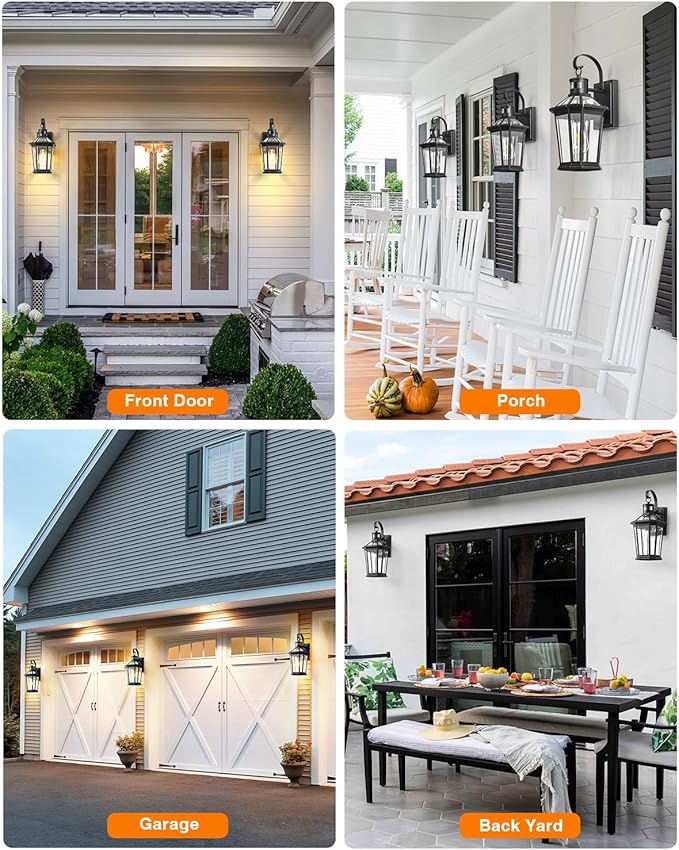 VIANIS Motion Sensor Outdoor Wall Lights, Dusk to Dawn Exterior Light Fixtures Wall Mount, Waterproof Modern Black Outside Front Porch Light, Anti-Rust Aluminum Outdoor Wall Sconce for House Garage