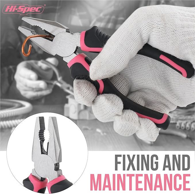 Hi-Spec 13pc Pink Small Compact Womens Ladies Hand Mini Tool Kit Set for Home & Office DIY. Household Basic Repairs in a Portable Toolbox Case