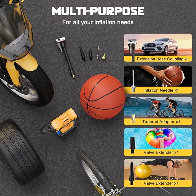 Cordless Tire Inflator Air Compressor Compatible With Dewalt 20V Max Battery: LIVOWALNY Portable Handheld Air Pump with Digital Pressure Gauge for Cars Motorcycles Bikes Sport Balls Auto