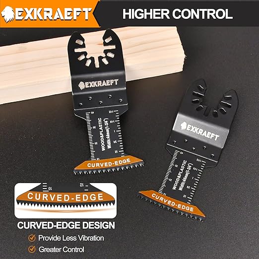 50PCS Curved-Edge Oscillating Tool Blade, Titanium Multitool Blades for Metal, Wood, Plastic, Professional Universal oscillating Saw Blades Fit Dewalt Milwaukee Ryobi Rockwell Fein