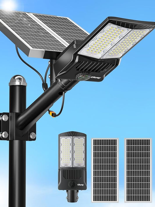 Ofuray OL-7500W Solar Street Lights Outdoor,Parking Lot Lights Commercial Dusk to Dawn,30,000mah Big Power Solar Security Flood Remote Control with Motion Sensor for Street,Yark,Court