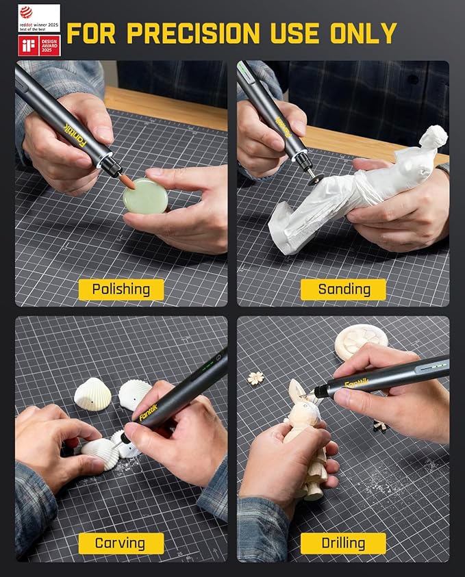 Fanttik F2 Master Mini Cordless Rotary Tool Kit, NeoPulse Motor, 5 Variable Speed, 25000 RPM, Revostor Hub, 35 Accessories, for 3D Printer Sanding, Polishing, Drilling, Carving, DIY Crafts