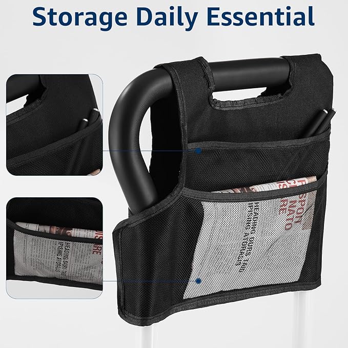 Bed Rails for Elderly Adults Safety: Adjustable Bed Assist Rails for Seniors & Patients with Storage Bag - Adjustment Fits Twin/Queen/King Cali Beds - Bedside Rail Handle Support Bar Bed Guard Rails