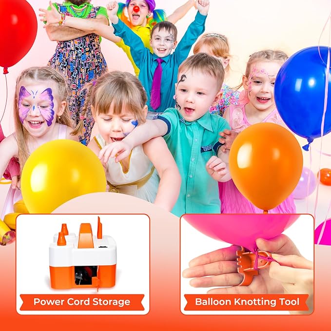 ETENWOLF P400 Balloon Pump Electric for Balloons with 2 Nozzles 110V 550W Balloon Blower for Party Metalic Latex Foil Balloons, Balloon Inflator for Birthday Decorations