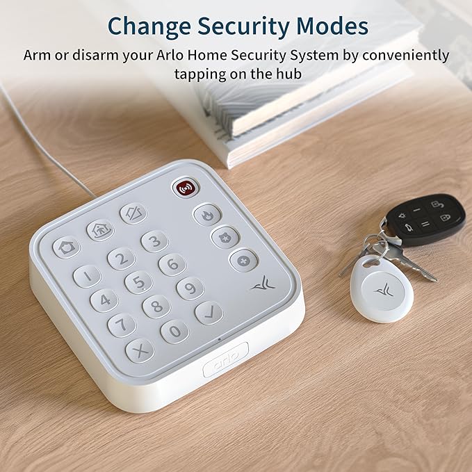 Home Security System - Wired Keypad Sensor Hub, (5) 8-in-1 Sensors, Video Doorbell 2K + Outdoor Camera 2K (2 Cam) + Security Tag Accessory + Wireless Keypad Bundle-No Contract, Alarm System for Home