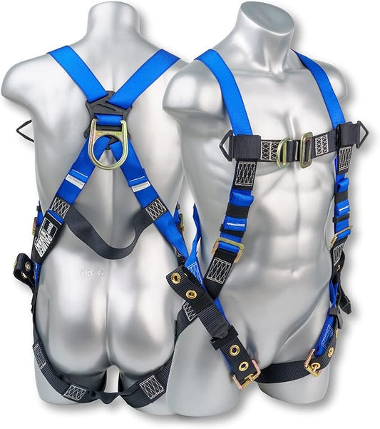 Palmer Safety Full Body Harness 5pt Adjustment, Front & Back D-Ring, Grommet Legs, and Fall Indicators