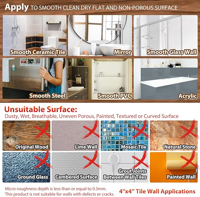 TAILI Grab Bars for Bathtubs and Showers 2 Pack Suction Grab Bar, Heavy Duty Shower Handle Removable Bath Handrails for Seniors and Elderly, Bathroom Safety Grip No Drilling Waterproof,Wood Grain