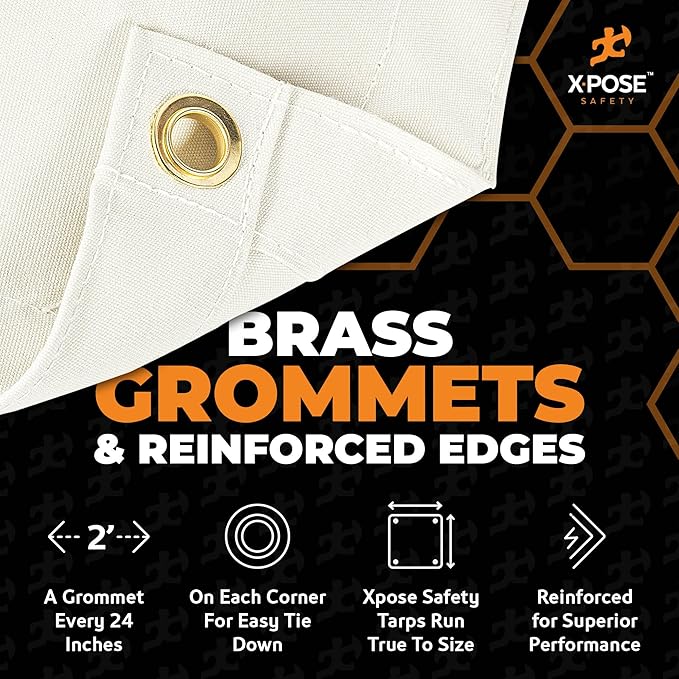 Xpose Safety Canvas Tarp - 10oz White Canvas Tarps Heavy Duty Water Resistant with Brass Grommets- Multipurpose Outdoor Tarpaulin for Camping, Canopy, Trailer, Equipment Cover 20' x 30'