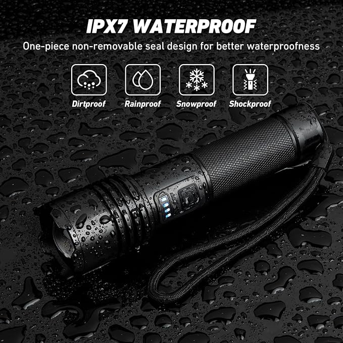 LED Flashlights High Lumens Rechargeable, High Lumens Super Bright Flash Light Brightest Flashlight, 3 Modes IPX7 Waterproof, High Powered Tactical Flashlights for Camping Emergencies (2 Pack)