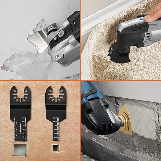 87PCS Oscillating Saw Blades, Multitool Blades Kit for Metal Wood Plastic Oscillating Tool Blades Accessories with Sandpaper Compatible with Milwaukee, Ryobi, Rockwell, Makita, Bosch