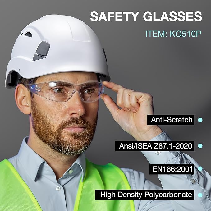 KAYGO Clear Safety Glasses for Men and Women, Bulk of 24 Protective Eyewear, Polycarbonate ANSI Z87.1 Impact Resistant Eye Protection for Work, Lab, Construction