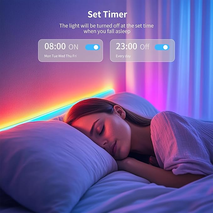 MIWISE RGB Smart COB LED Strip Light,Color Chasing Music Sync Smart IC LED Strip Lights,WS2811 Addressable Multiple Colors LED Tape Lighting Work with Alexa/Google,for Bedroom DIY Lighting Projects