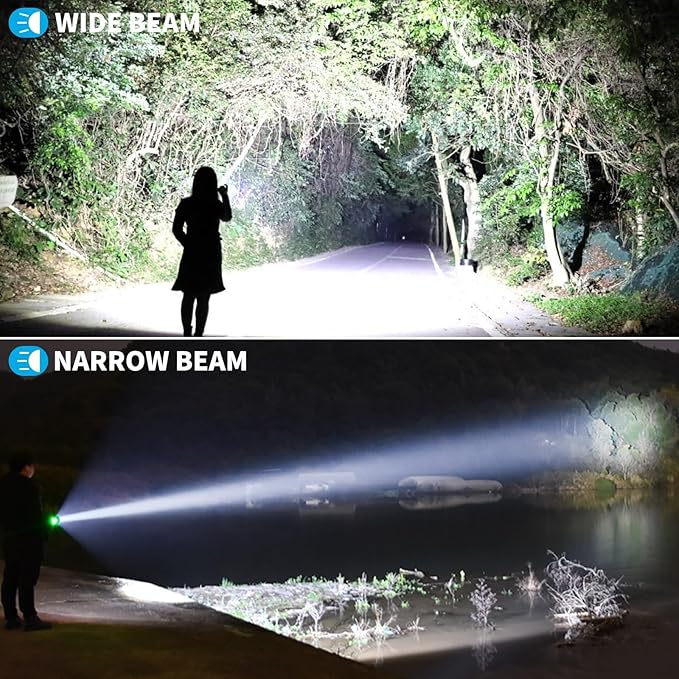 KINGCAESAR Rechargeable Flashlights 3000 High Lumens, Super Bright Flash Light with 2 Cob Light, High Powered LED Flashlights with 4 Modes, 7200 ɱAh & 24 Hours, IPX7 Waterproof for Outdoor, Home