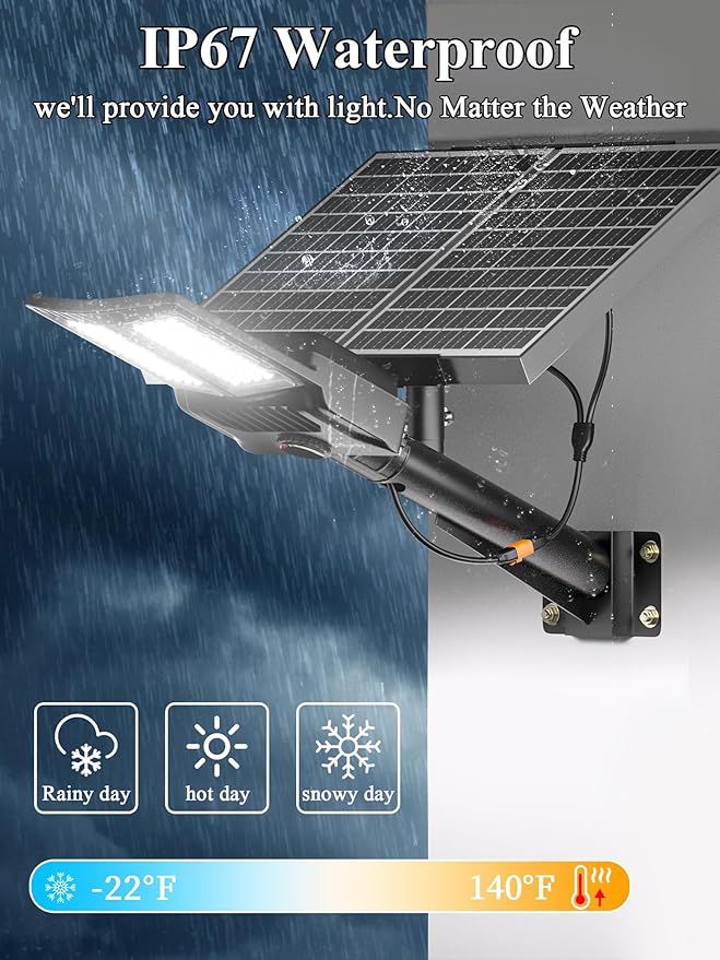 Ofuray OL-9000W Solar Street Lights Outdoor,Parking Lot Lights Commercial Dusk to Dawn up to 520,000Lm,40,000mah Big Power Solar Security Flood Remote Control with Motion Sensor for Street,Yark