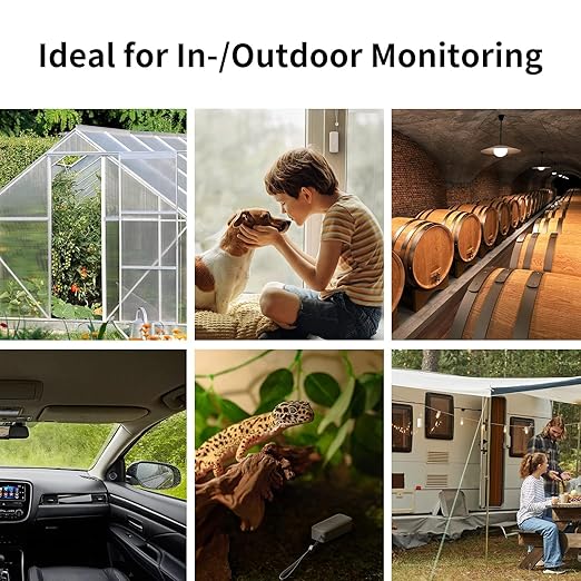 SwitchBot WiFi Thermometer Hygrometer 3 Pack with Hub Mini, IP65 Indoor Outdoor Thermometer Wireless, Humidity/Temperature/Dewpoint/VPD/Absolute Humidity Sensor with Smart Alerts, Works with Alexa