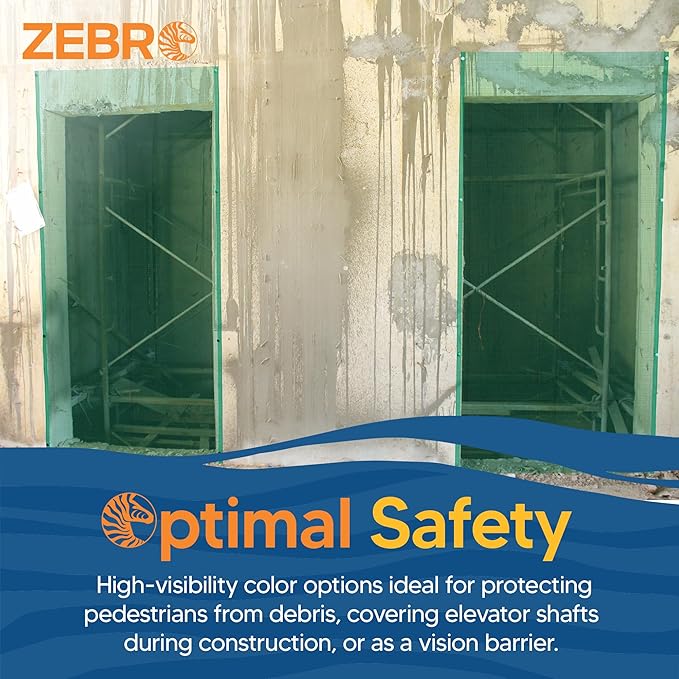 Fire Retardant Debris Safety Netting (8.6' x 150' - Green) - High Visibility Construction & Scaffolding & Railing & Elevator Netting for Enhanced Safety - Construction Fencing