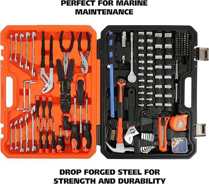 GreatNeck MS191 Mariner's Tool Set 191-Pc, Boat Tool Kit for Maintenance, Rust Resistant Boating Essentials, Includes Wrench, Socket, and Screwdriver Set