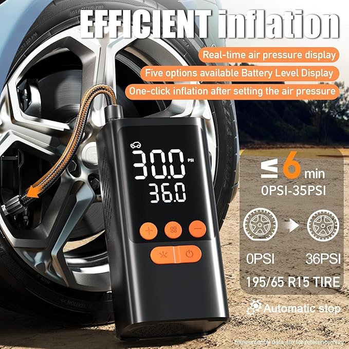 Tire Inflator Portable Air Compressor - Cordless Air Pump for Car Tires - 150PSI &10000 mAh Battery Portable Tire Inflator for Car with Pressure Gauge, Motorcycle, Ball, Mini Tire Pump for Bike