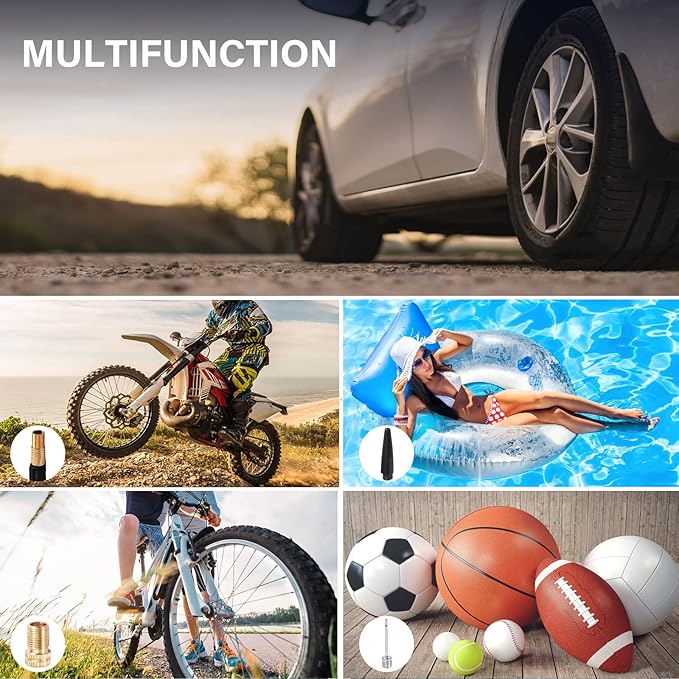 GSPSCN Portable Air Compressor Pump Tire Inflator with Digital Gauge, Heavy Duty Double Cylinder 12V Tire Pump 150 PSI with Tire Repair Kit and Toolbox for Auto,SUV,Off-Road,Truck,Bike (Blue)