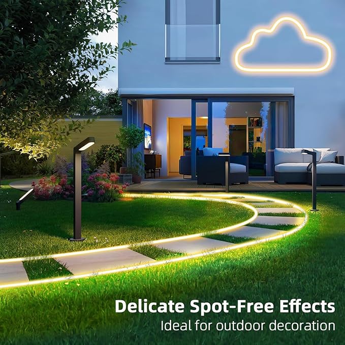 Lamomo Neon LED Rope Light 32.8Ft, Warm White LED Strip Lights 1.96in/Cut, 3000K Waterproof Flexible Silicone 24V Led Strip for DIY Neon Sign Bedroom Indoor Outdoor Decor（Power Adapter Included）