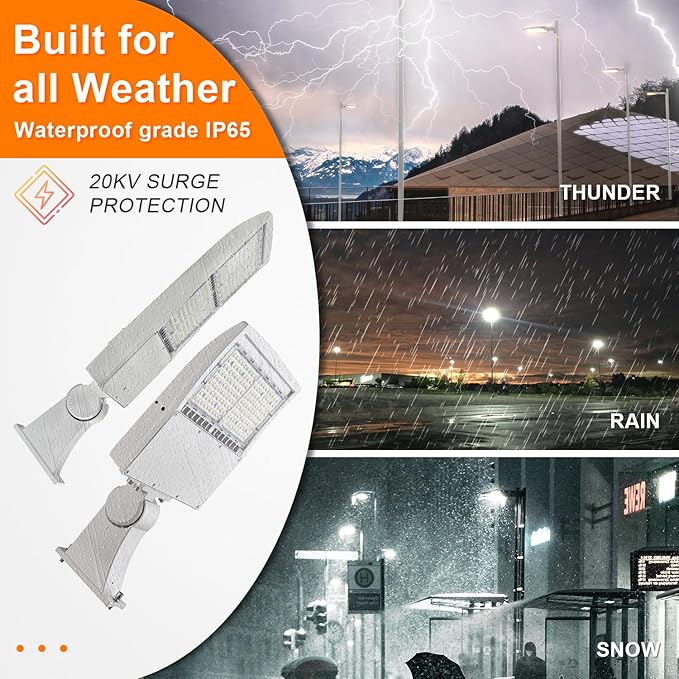 300W White LED Parking Lot Light, 42000LM LED Shoebox Area Light [1000W MH/HPS Equiv.], 5000K Dimmable Outdoor Street Lighting Fixture with Surge Protection Built-in, IP65 AC100-277V UL&DLC Listed