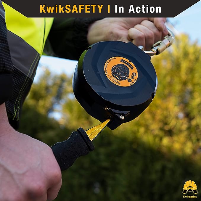 KwikSafety - Charlotte, NC - Mamba 20’ Self Retracting Lifeline [Carbonate Lightweight Housing] Class 1 Web SRL ANSI OSHA Retractable Fall Arrest Protection Roofing Construction Gear