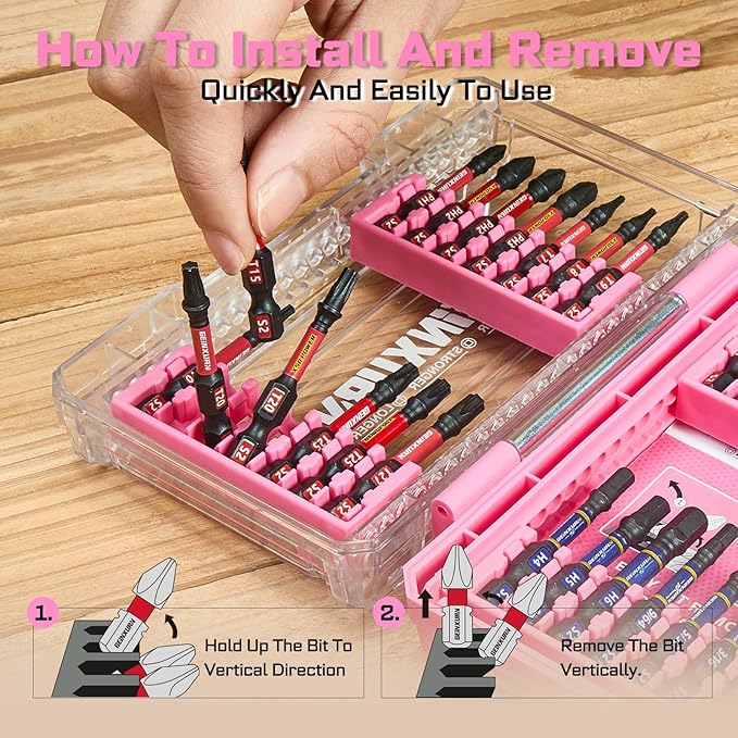 70Pieces Impact Screwdriver Bits Set, Magnetic S2 Steel 1”/2”3”Phillips/Square/Torx/Slotted/Hex/Pozi Bits Tips and Impact Bit Holder with Red Storage Box Case
