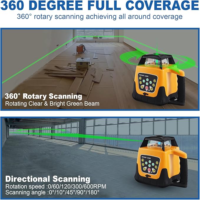 Iglobalbuy Self Leveling Rotary Laser Level System 500M Range Kit with Surveying Tripod + Aluminum Grade Rod 16.4Ft, Green Automatic Self-leveling Rotating Transit Laser Level Grading for Construction