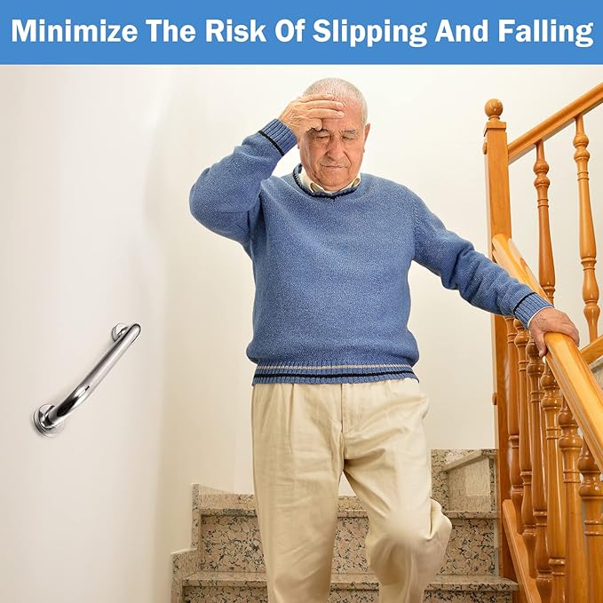 Therwen 6 Pack Grab Bars for Bathtubs and Showers Shower Grab Bars for Seniors Stainless Steel Bathroom Handicap for Elderly for Wall Shower Handle Assist Device(12 Inch,Silver)