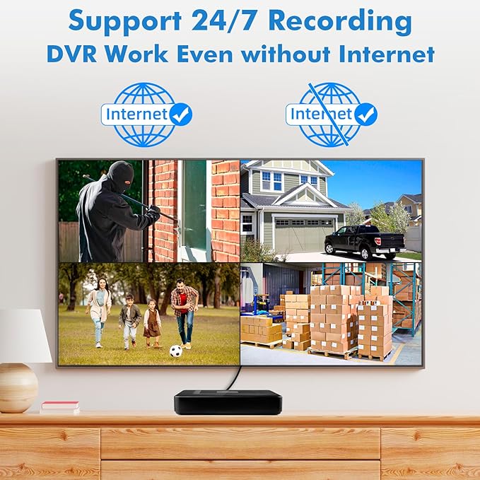 Fuers 8CH Security DVR Recorder for Home Security Camera System, Only Work with 2MP/3MP/4MP/5MP HD Analog Cameras, 24/7 Recording to Pre-Installed 2TB Hard Drive, Mobile APP & PC Remote