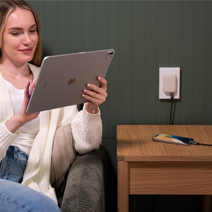 Satechi OntheGo 67W Wall Charger, GaN USB C Travel Charger with 2 USB-C PD Fast Charging Ports, for MacBook Pro/Air, iPad Pro/Air, iPhone 16, Steam Deck, Galaxy, Windows – Sand