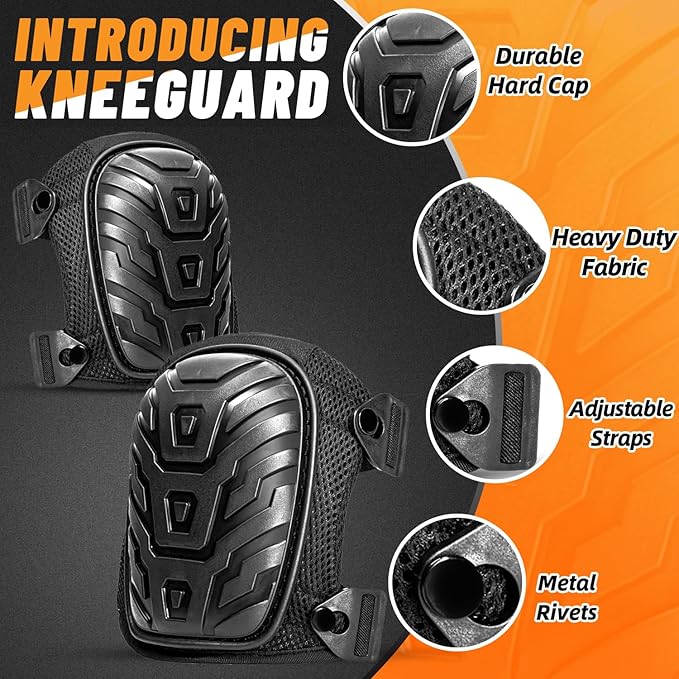 Laminate/Vinyl Flooring Tools, NAACOO Heavy Tapping Block, Heavy Pull Bar, Knee Pads, 10” Contour Gauge, 20pc Upgrade Flooring Spacers, Rubber Mallet/Pro-6 in 1 Floor Installation Kit