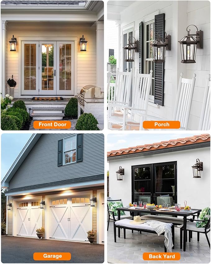 VIANIS 2-Pack Oil Rubbed Bronze Outdoor Lights Wall Mount, Dusk to Dawn Wall Lights for House Outside, Aluminium Modern Porch Lights Sconce, Exterior Wall Lantern Fixture with Waterproof, Anti-Rust