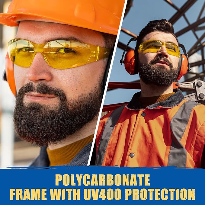 Work Safety Glasses For Men | Ansi Z87 Certified Safety Goggles For Shooting Range | Anti-Scratch Outdoor Glass