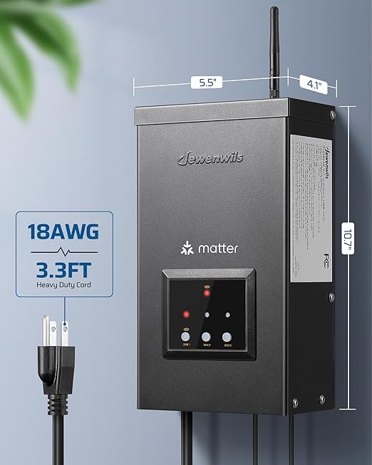 DEWENWILS Matter 300W Smart Landscape Lighting Transformer, 120V AC to 12V/14V AC, WiFi Low Voltage Transformer, Compatible with Alexa, Google Assistant,SmartThings,Hub is Required