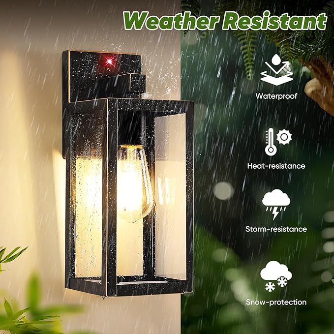 2-Pack Upgraded Motion Sensor Outdoor Wall Lights, Dusk to Dawn Porch Lights Outdoor Wall Sconce Lantern, 3 Lighting Modes Exterior Lighting Fixtures, Bronze Outside Lights for House Front Door Garage