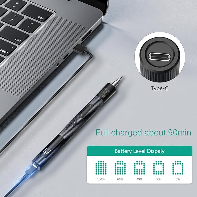 ORIA Electric Screwdriver Set, 50 in 1 Precision Screwdriver Set, Rechargeable Power Repair Tool Kit with 40 Bits, Power Display, 3 Adjustable Torque, LED Lights, Magnetizer for Phone Camera Watch