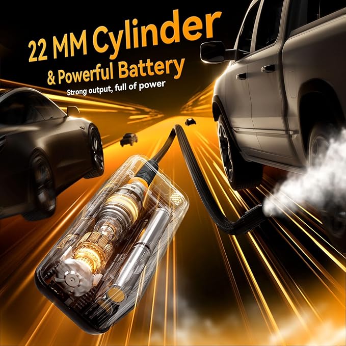 Tire Inflator Portable Air Compressor, 5X Faster 160 PSI Portable Tire Inflator for Car, Built-in Magnetic Storage, Auto Shut-Off Cordless Air Pump for Car Tires, SUV, Truck (No case)