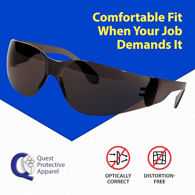 Quest Protective Apparel Safety Glasses - Impact Resistant Lens