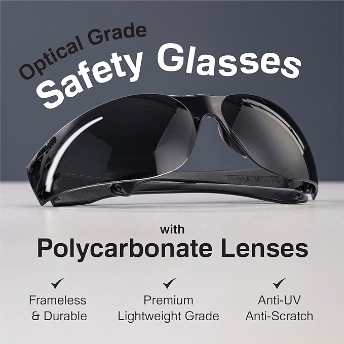 Raxwell Clear Safety Glasses, ANSI Z87.1, Wraparound, Anti-Scratch, Impact-Resistant, Eye Protection for Work & DIY