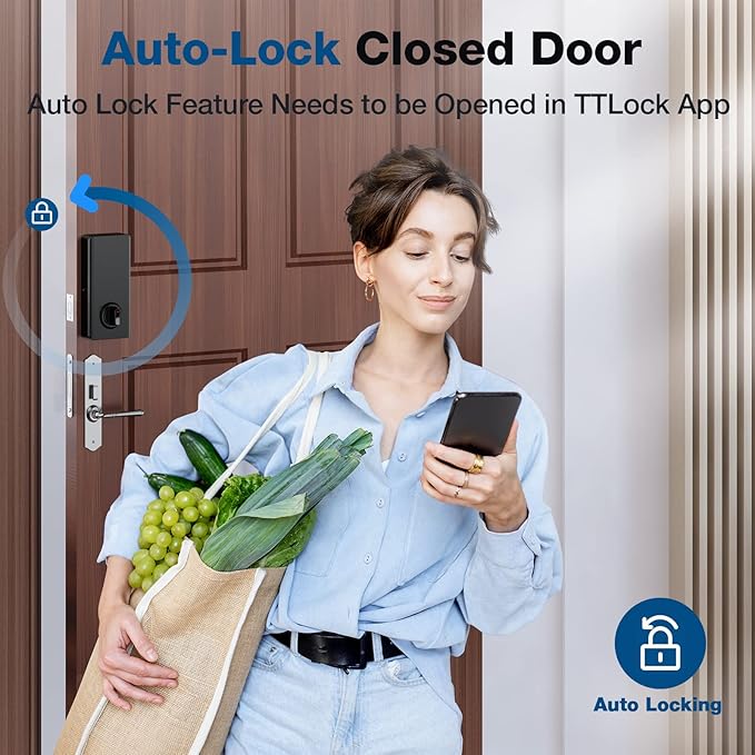 Fingerprint Keyless Entry Door Lock, Electronic Deadbolt Door Lock with, Anti-Peeping Smart Lock for Front Door, IP65 Waterproof Smart Deadbolt for Home