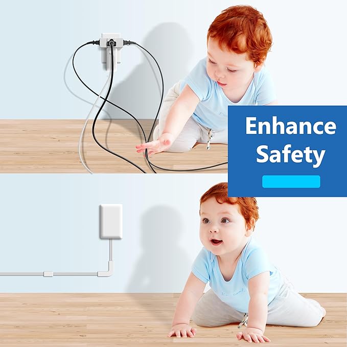 LIDER Surge Protected Outlet Extender, 4-Outlet Power Strip, 1 USB Type-A, and 1 USB Type-C Port, Surge Protect Up to 1500J, Ultra-Thin Wall Plate Plug with Cord Extender, 5ft Cord, ETL-Listed, White